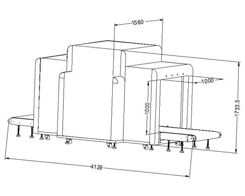 LD-100100D双视角X光安检机尺寸